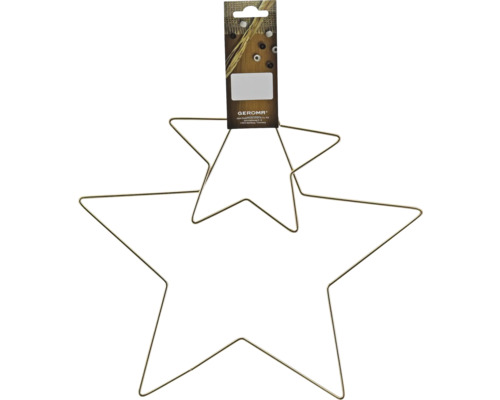 Objet décoratif étoiles sur fil 15 x 30 cm marron 2 pièces Deux étoiles en fil de fer doré pour la décoration