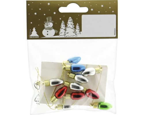 Dekogirlande Glühbirnen Kunststoff L 65 cm rot blau grün silber Dekorative Weihnachtslichterkette in Verpackung