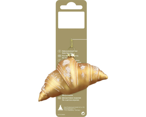 Weihnachtsbaumanhänger Croissant Glas 10 x 4,7 x 4,5 cm Künstlicher Croissant-Weihnachtsbaumschmuck mit Aufhänger