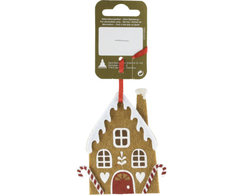 Weihnachtsbaumanhänger Lebkuchenhaus Filz 7 x 9 cm Lebkuchenhaus aus Filz als Weihnachtsbaumschmuck