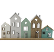 Dekorative Häuser aus Holz auf einem Sockel