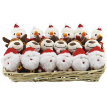 Korb mit Schneemann, Rentier und Weihnachtsmann Plüschtieren