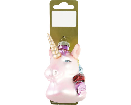 Weihnachtsbaumanhänger Einhorn Glas 8 x 5,5 x 8 cm rosa Einhorn Christbaumkugel als Weihnachtsschmuck