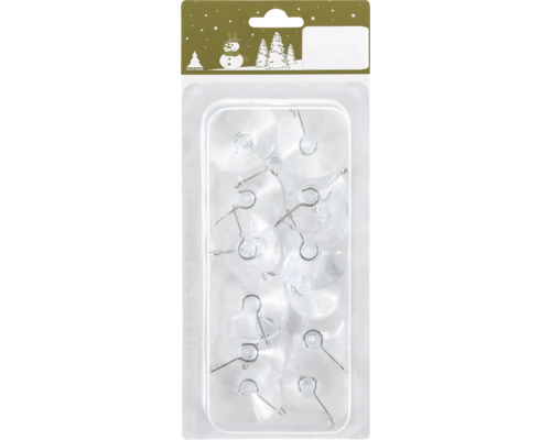 Saugnäpfe mit Haken für Lichterketten Kunststoff Ø 4,2 cm transparent 16 Stück Packung mit transparenten Saugnäpfen mit Haken zur Dekoration
