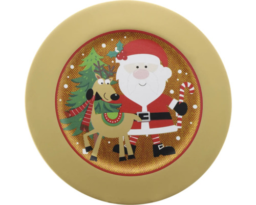 Weihnachtsteller mit Weihnachtsmann, Rentier und Weihnachtsbaum Motiv