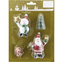 Set de figurines de Noël avec Père Noël, bonhomme de neige, sapin de Noël et cadeau