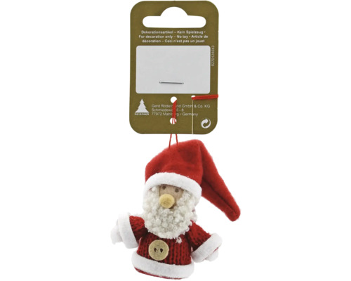 Weihnachtsbaumanhänger Nikolaus Kunststoff/Strick 5 cm rot/weiß Weihnachtsmann zum Aufhängen als Dekorationsartikel