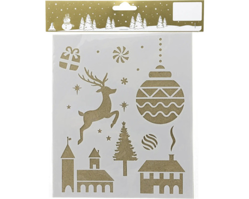 Set de gabarits motifs de Noël plastique Pochoir de Noël avec différents motifs tels que renne, cadeau, sapin de Noël et maisons