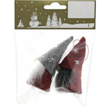 Deux nains décoratifs avec bonnets et barbes dans un emballage