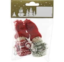 Paquet de deux figurines de nains tricotés avec bonnets comme décoration de Noël