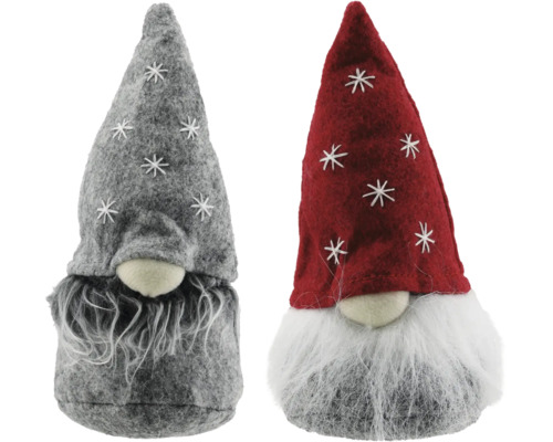 Objet décoratif lutin avec bonnet et barbe en tissu 20 x 9 x 8 cm sélection de motifs aléatoire Deux figurines de nains avec des bonnets et des barbes