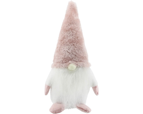 Dekoobjekt Wichtelmann aus Filz/Plüsch weiß/ rosa Dekofigur Zwerg mit Mütze
