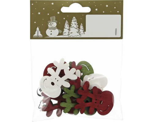 Décoration de Noël tête de renne bois 3,5 x 4 x 0,3 cm blanc 12 pièces Paquet de décorations de Noël en bois en forme de rennes à parsemer