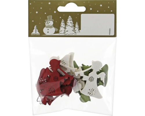 Décoration de Noël ange bois 4 x 4 x 0,3 cm blanc 12 pièces Paquet de figurines de Noël en bois de Geroma