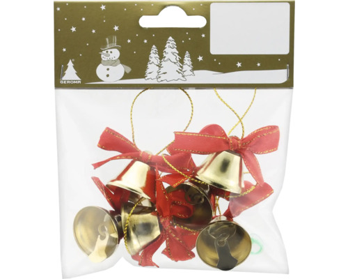 Weihnachtsglocken mit roter Schleife in Verpackung