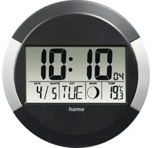 Horloge murale radio-pilotée Hama avec affichage numérique de l''heure, de la date et de la température