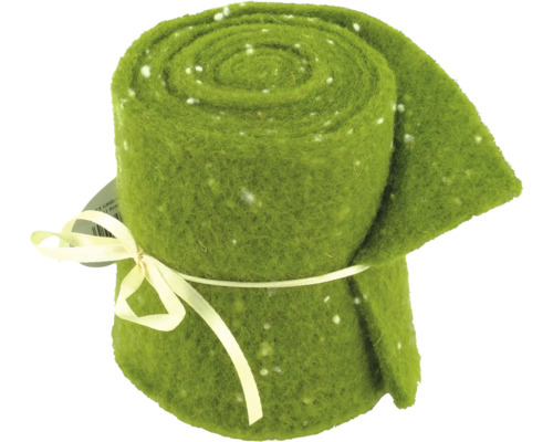 Rouleau de feutre vert avec des éclats blancs et un ruban