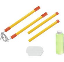 Reinigungswerkzeug-Set für Kaminöfen mit Stangen, Bürste, Behälter und Reinigungsflüssigkeit