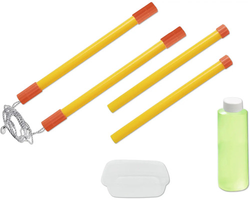 Reinigungswerkzeug-Set für Kaminöfen mit Stangen, Bürste, Behälter und Reinigungsflüssigkeit