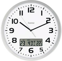 Horloge murale analogique avec affichage de la date et de la température