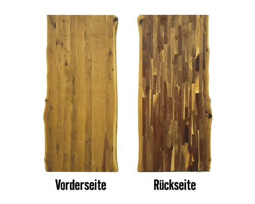Avant et arrière d''un plateau de table en bois