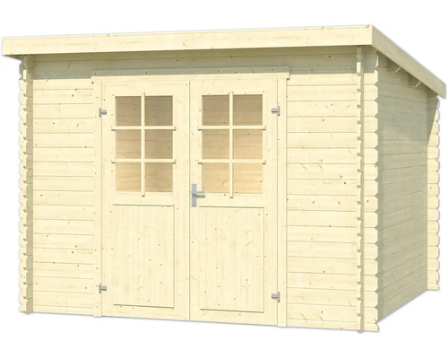 Abri de jardin en bois avec double porte et fenêtres