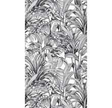 Papier peint noir et blanc avec motif de palmiers