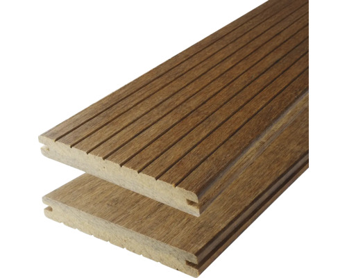 Handmuster zu Konsta Terrassendiele Bambus Vollprofil geriffelt/glatt 1860 x 139 x 18 mm hellbraun
