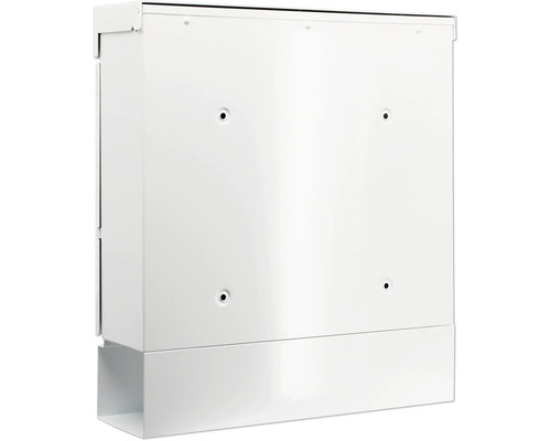 Weißer Unterputz-Briefkasten mit Bohrlöchern zur Montage