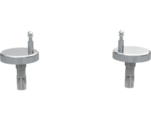 Zwei WC-Deckelbefestigungen aus Metall