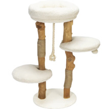 Katzenkratzbaum mit Liegeflächen aus Holz und Plüsch