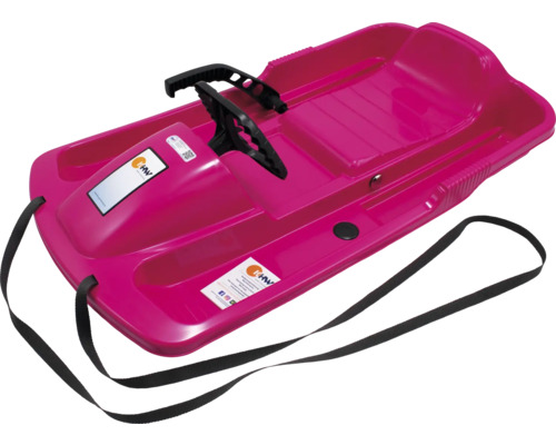 Luge à direction rose avec volant noir et cordon de traction