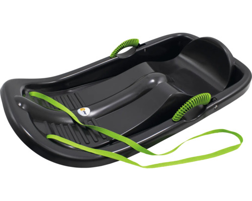 Schwarzer Rodelschlitten mit Zugband und Griffen