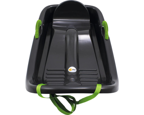 Schwarzer Rodelschlitten mit Griff und Zugschnur