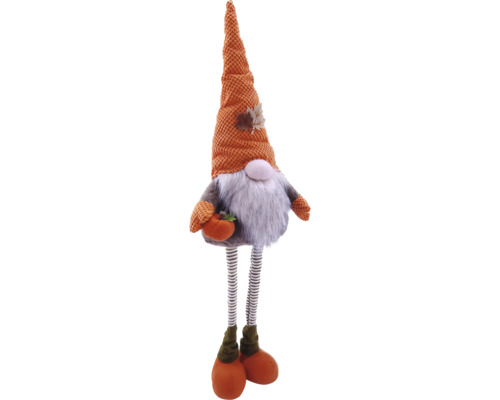 Nain d''automne décoratif avec bonnet tricoté, barbe et potiron