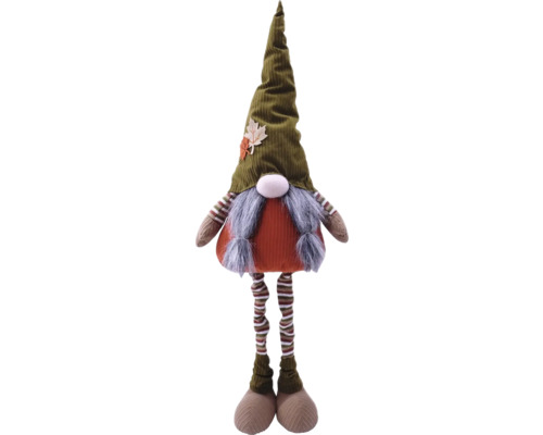 Nain de jardin décoratif avec barbe et feuilles d''automne sur le chapeau