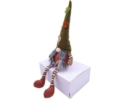 Dekorativer Herbstzwerg mit Mütze und Bart