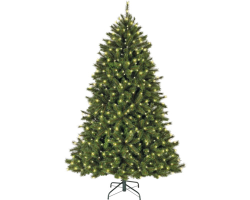 Sapin de Noël artificiel décoré avec des lumières sur un support