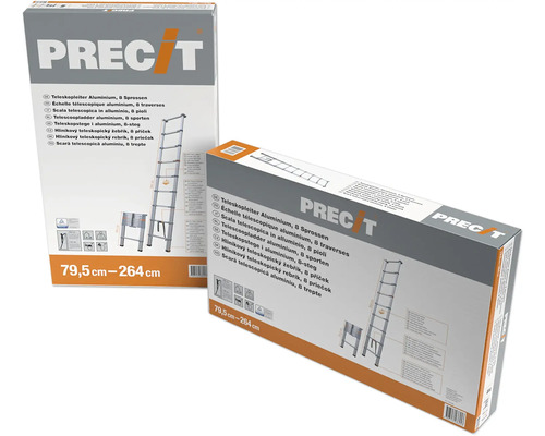 Verpackung einer Aluminium Teleskopleiter mit acht Sprossen