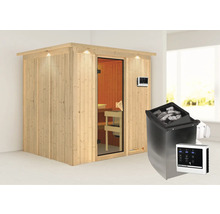 Sauna avec poêle de sauna et commande