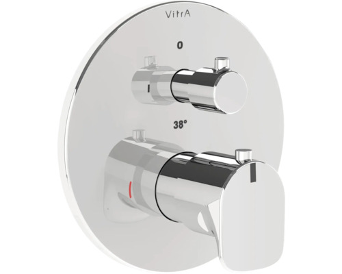 Robinet de baignoire encastré VitrA Root Round chrome A42694EXP sans corps de base à encastrer Robinet de lavabo Vitra avec deux poignées pour régler la température et le débit d''eau