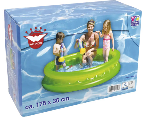 Emballage d''une pataugeoire avec une famille dans l''eau, dimensions environ 175 x 35 centimètres