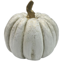 Figurine décorative de citrouille blanche avec tige dorée