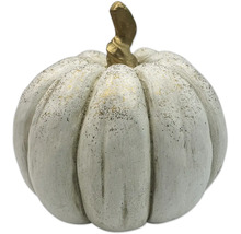 Figurine décorative de citrouille blanche avec tige dorée