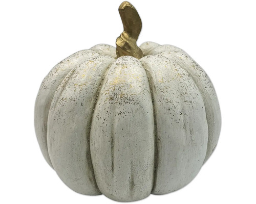 Figurine décorative de citrouille blanche avec tige dorée