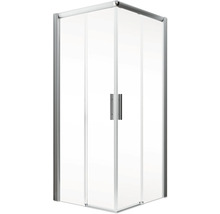 Eckeinstieg mit Gleittür/Schiebetür SCHULTE Kristall/Trend 90 x 120 cm Profil aluminium Klarglas Reversibel ohne unteres Profil