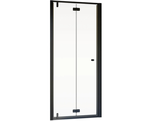 Cabine de douche avec porte en verre et cadre noir