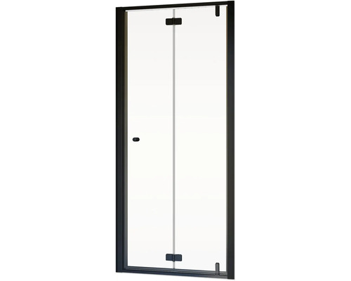 Paroi de douche avec cadre noir et verre transparent
