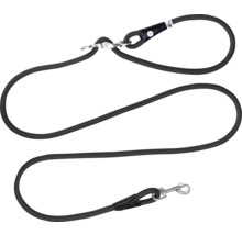 Laisse pour chien noire en corde avec mousqueton et dragonne
