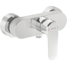 Mitigeur de douche chromé avec levier unique et logo Vitra.